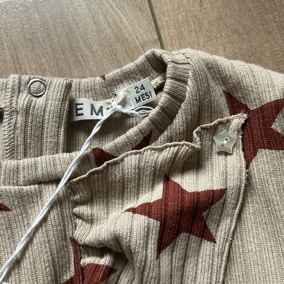 NWT EMC Italian Brand 2 Piece Dress/Pants Matching Baby Girl Star Set 24 Months - Picture 4 of 11